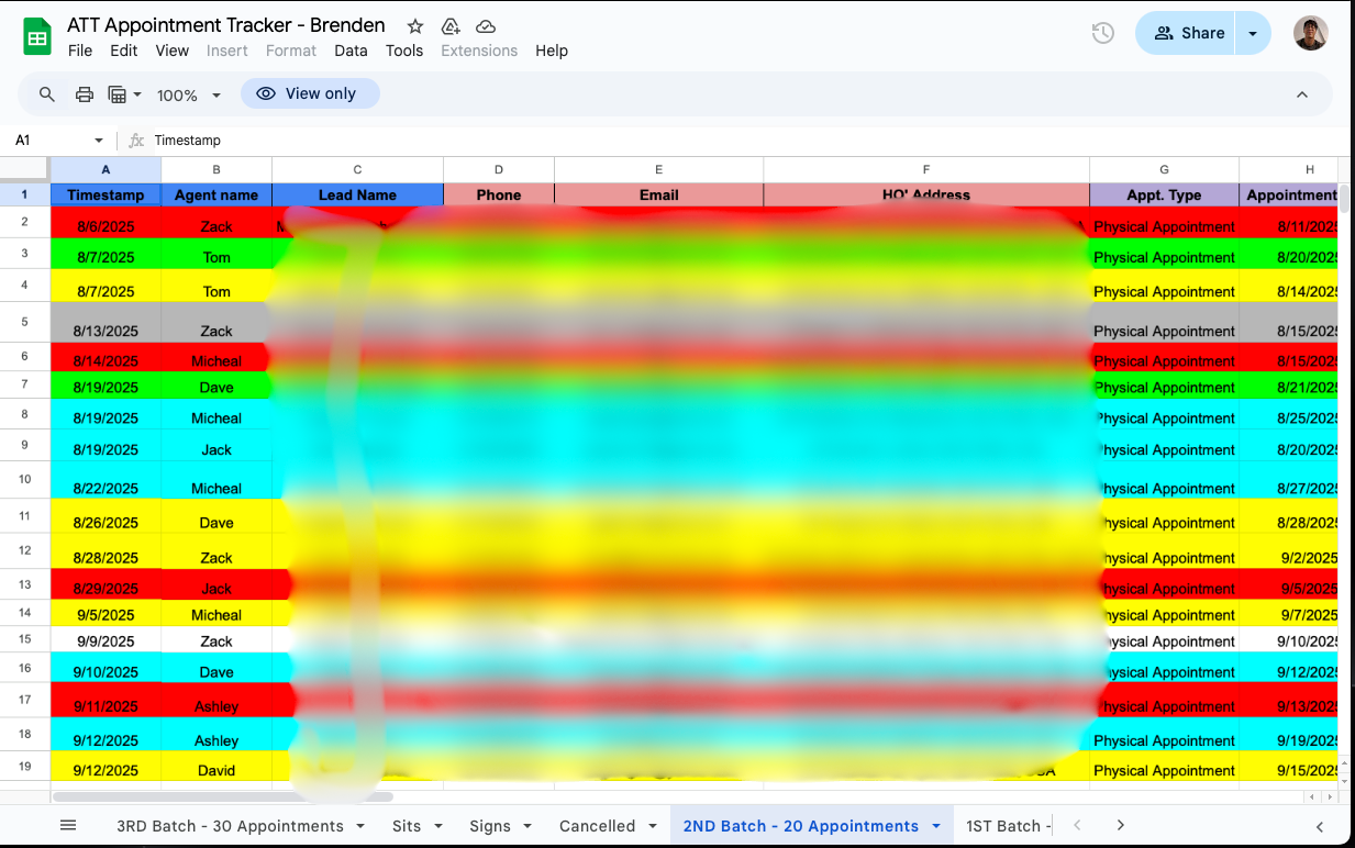 Brenden - 85% show rate tracker